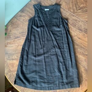 Croft & Barrow Black Linen Embroidered Dress Small NWOT